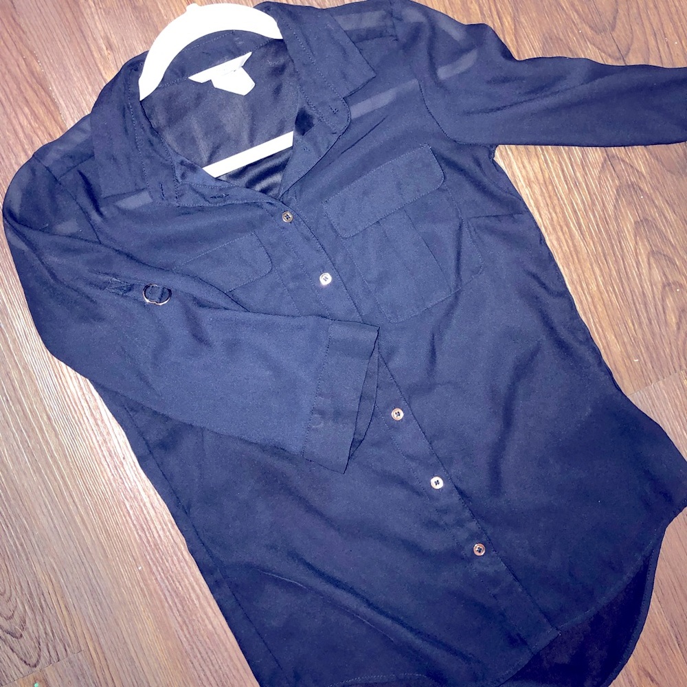 H&M Sheer Button Down Blouse
